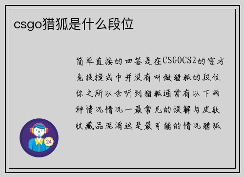 csgo猎狐是什么段位